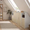 Armoire sous pente 2 portes - Blanc et naturel - ADEZIO
