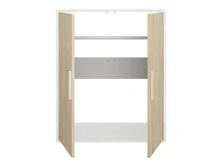 Armoire sous pente 2 portes - Blanc et naturel - ADEZIO