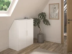 Armoire sous pente 2 portes - Blanc - ADEZIO