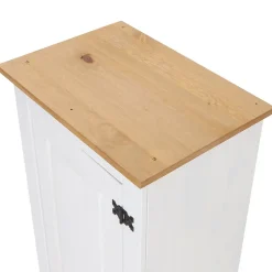 Armoire TEQUILA avec 1 porte et 2 tiroirs, en pin massif lasuré blanc et brun