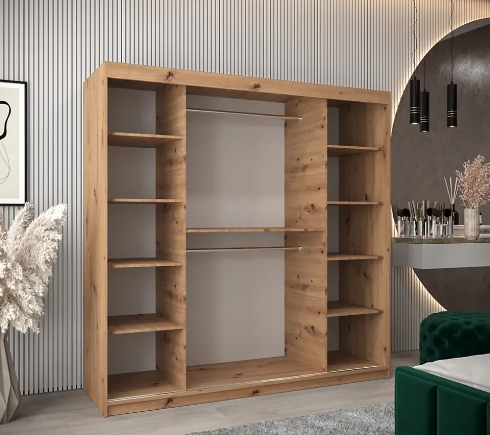 Armoire Tokyo 2 à portes coulissantes H. 200 x L. 200 x P. 62, 2 portes