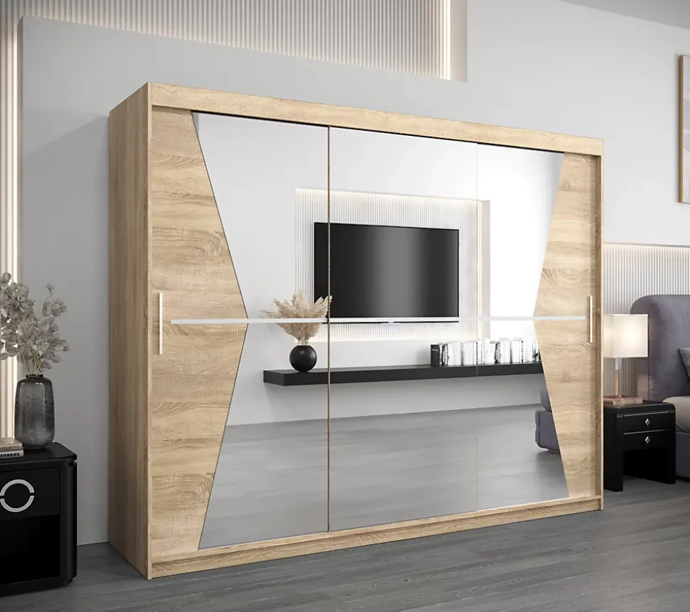 Armoire TOKYO 1 à portes coulissantes H. 200 x L. 250 x P. 62, 3 portes