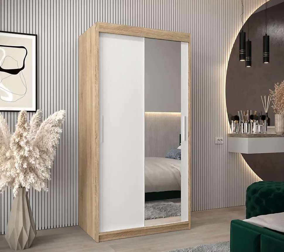 Armoire Tokyo 2 à portes coulissantes H. 200 x L. 100 x P. 62, 2 portes