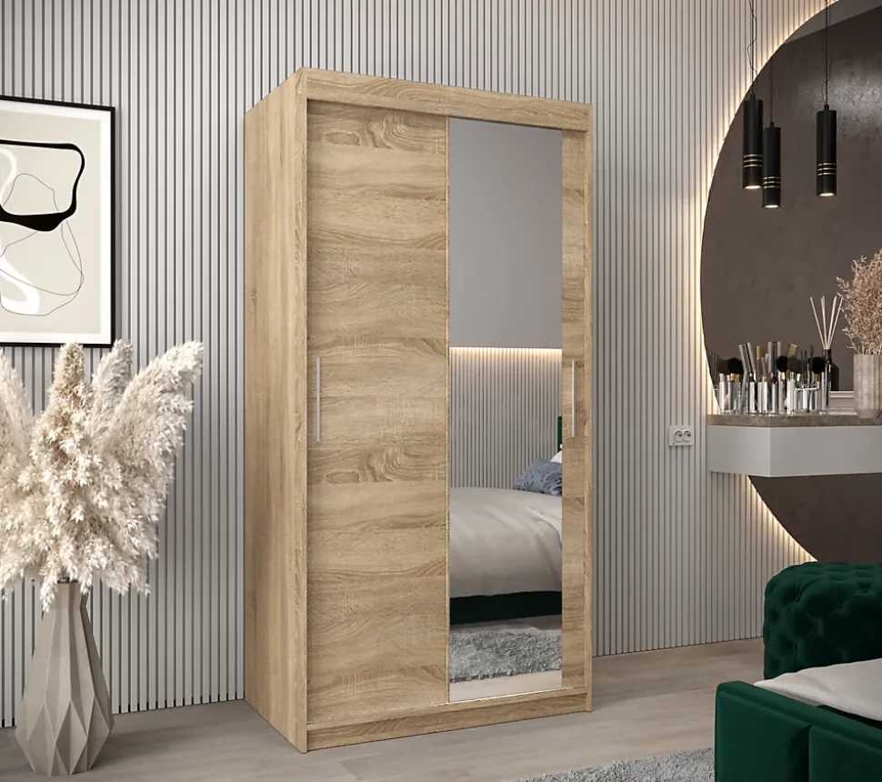 Armoire Tokyo 2 à portes coulissantes H. 200 x L. 100 x P. 62, 2 portes