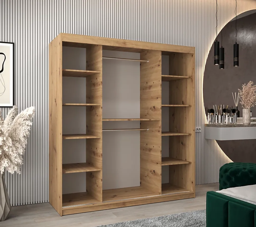 Armoire TOKYO à portes coulissantes H. 200 x L. 180 x P. 62, 2 portes