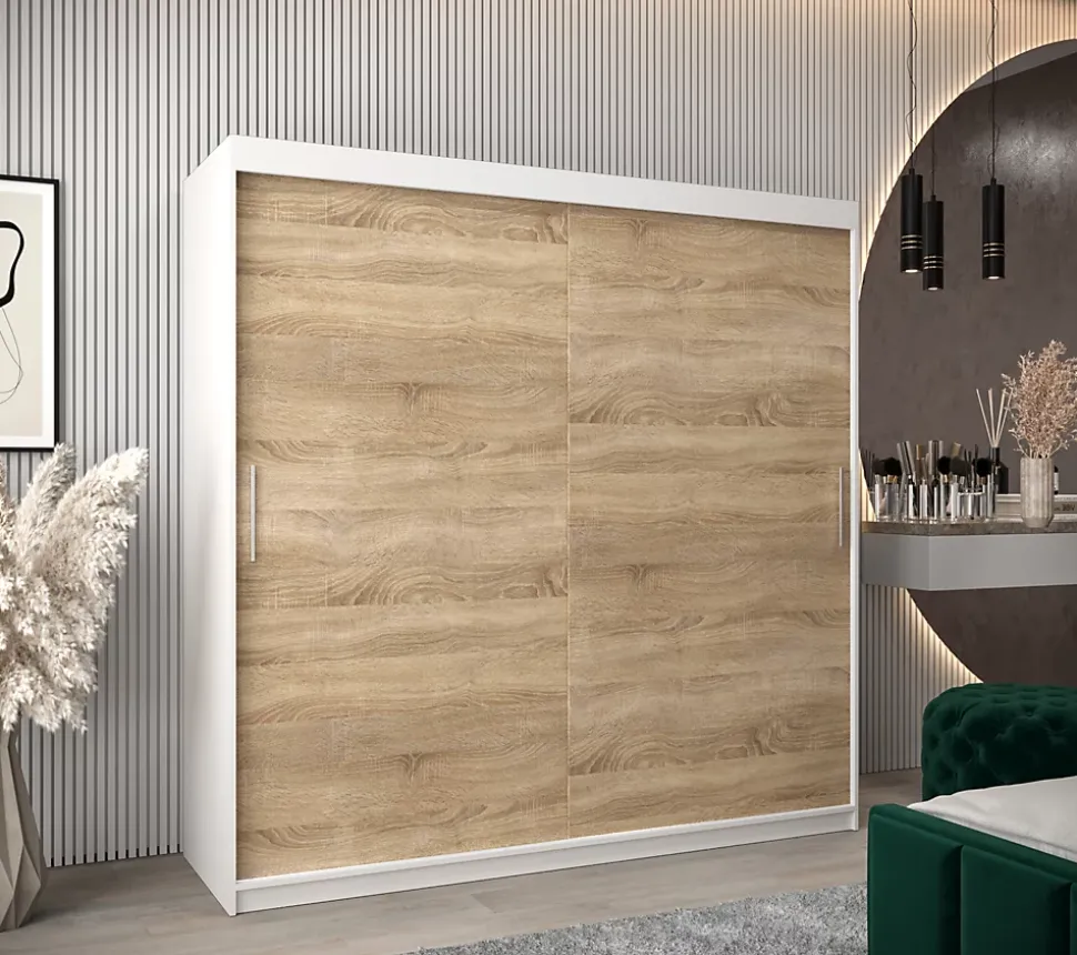 Armoire TOKYO à portes coulissantes H. 200 x L. 200 x P. 62, 2 portes