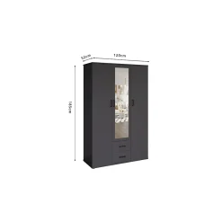 Armoire TOM 3 portes Coloris gris anthracite Penderie et étagères L120 cm Design