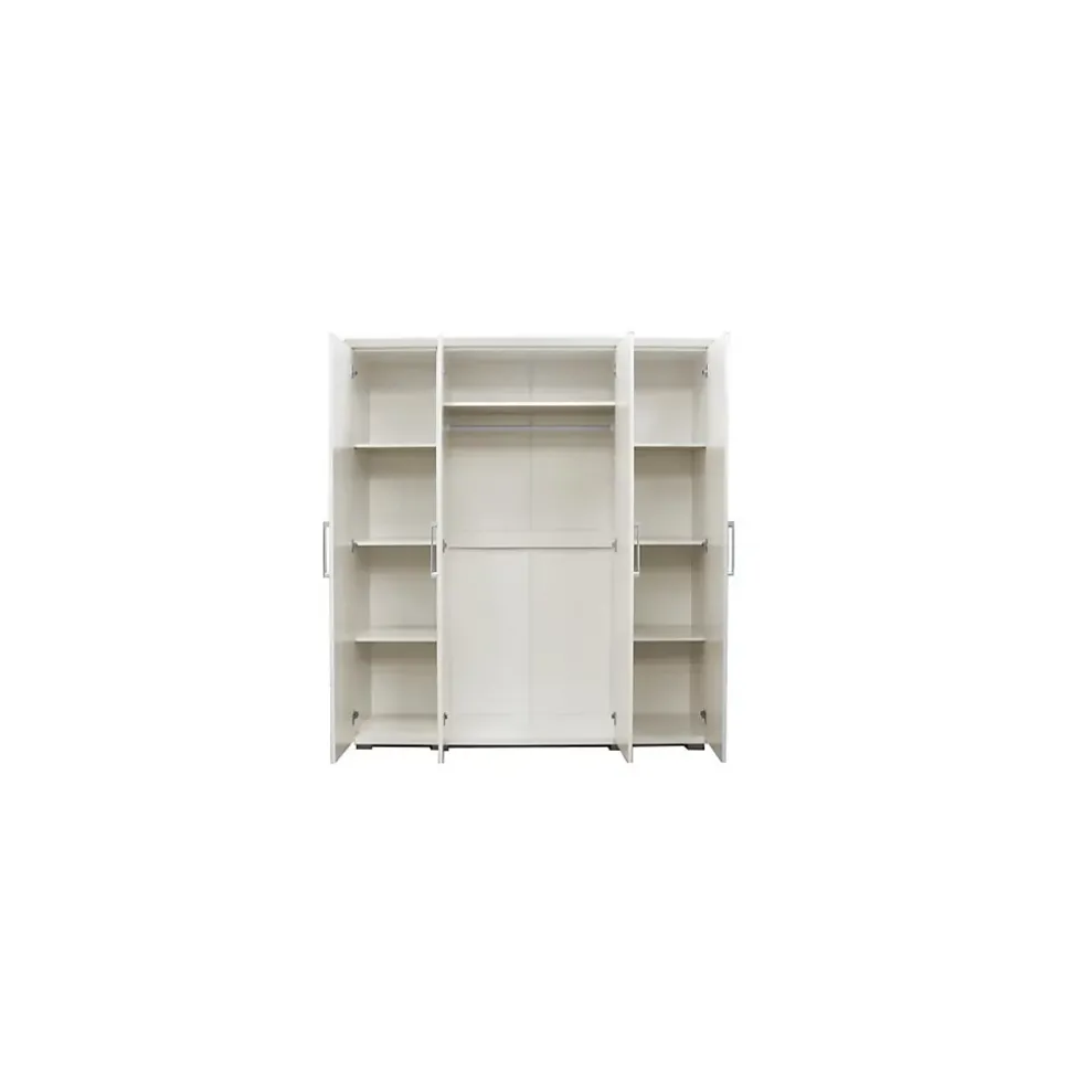 Armoire TOM 4 portes Blanc L160 x H183 cm Penderie intégrée