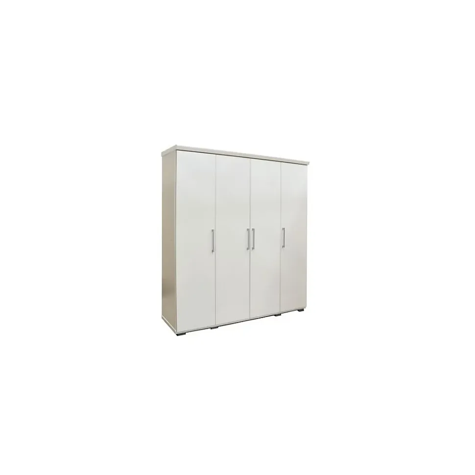 Armoire TOM 4 portes Blanc L160 x H183 cm Penderie intégrée