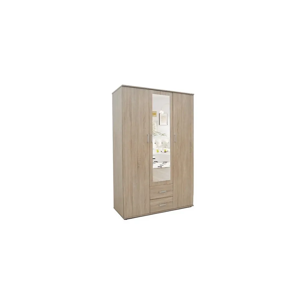 Armoire TOM 3 portes Chene Sonoma Avec miroir L120 x H185 cm