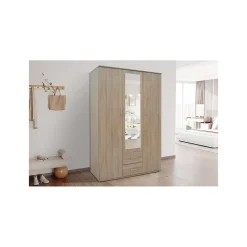 Armoire TOM 3 portes Chene Sonoma Avec miroir L120 x H185 cm