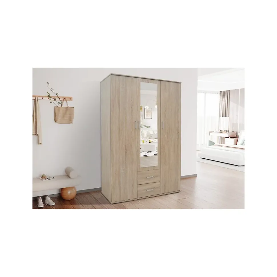 Armoire TOM 3 portes Chene Sonoma Avec miroir L120 x H185 cm