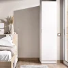 Armoire étroite avec porte en panneaux de particules mélaminés coloris blanc - Longueur 41 x Profondeur 52 x Hauteur 184 cm
