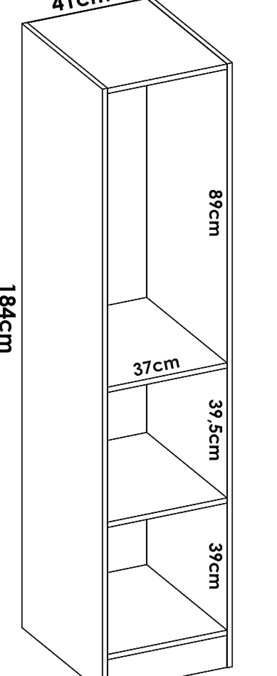 Armoire étroite avec porte en panneaux de particules mélaminés coloris blanc - Longueur 41 x Profondeur 52 x Hauteur 184 cm