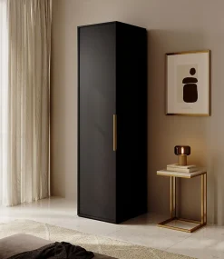 Armoire une porte avec tringle 50 cm FRAME noir