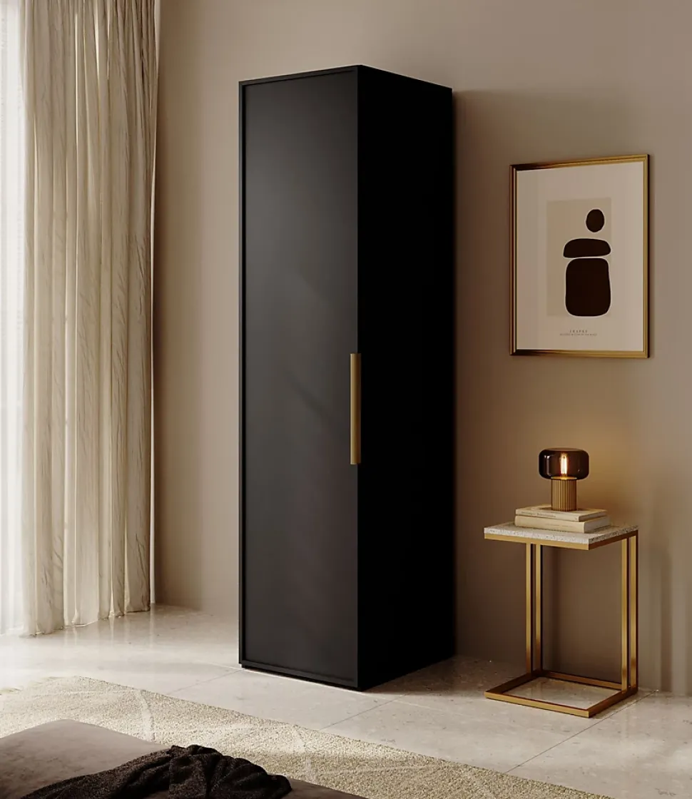 Armoire une porte avec tringle 50 cm FRAME noir