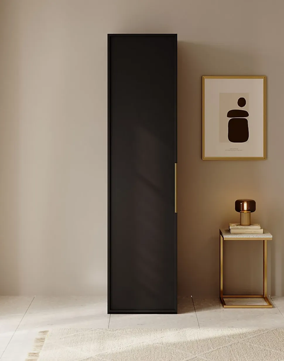 Armoire une porte avec tringle 50 cm FRAME noir