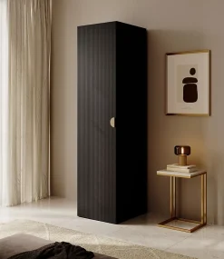 Armoire une porte avec tringle 50 cm FRAME noir