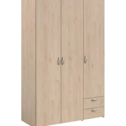 Armoire VARIA - Décor chene et blanc - 3 portes - 2 tiroirs - 120,3 x 185 x 51,3