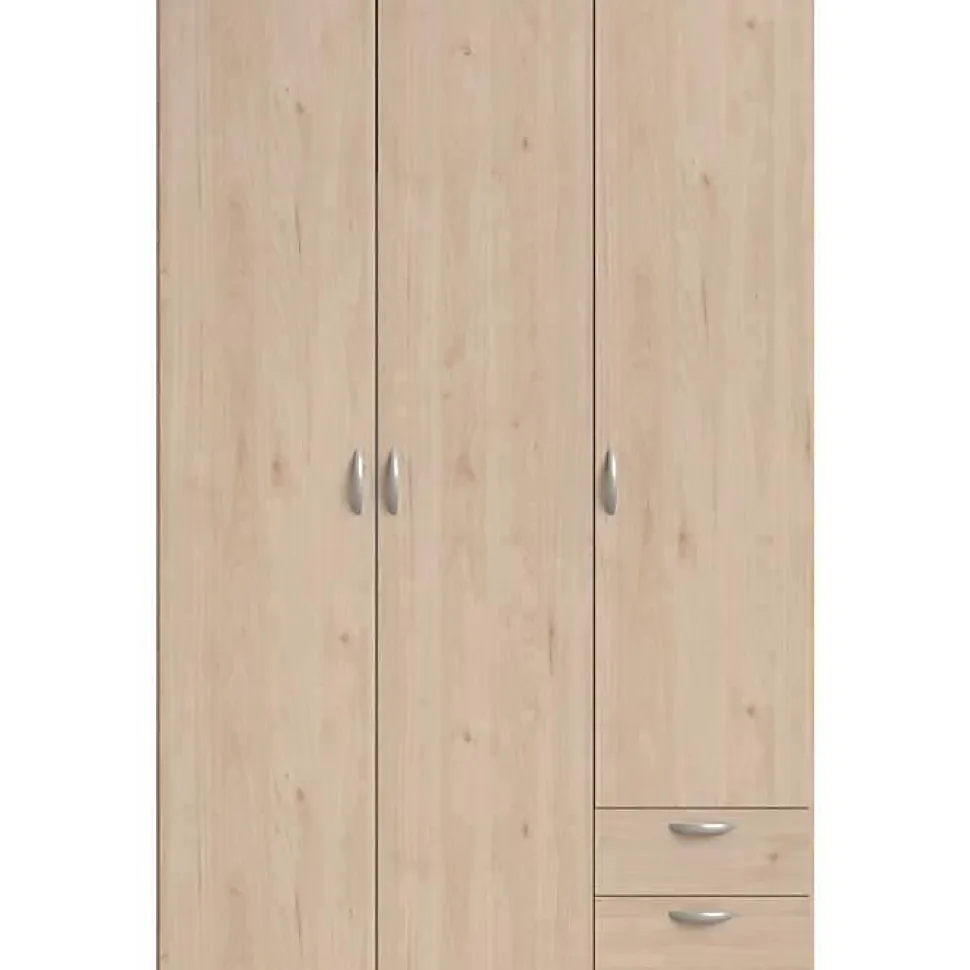 Armoire VARIA - Décor chene et blanc - 3 portes - 2 tiroirs - 120,3 x 185 x 51,3