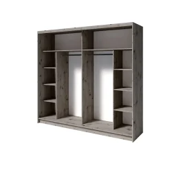 Armoire VELTIS 2 portes coulissantes avec miroir L230 x H215 cm Coloris chene Wellington