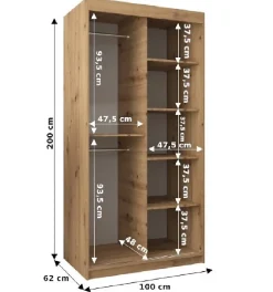 Armoire Verona 1 a portes coulissantes H. 200 x L. 100 x P. 62 2 portes