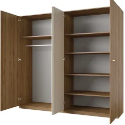 Armoire VERTIGO 4 portes avec miroir 228x215 cm Chene sauvage et beige sable