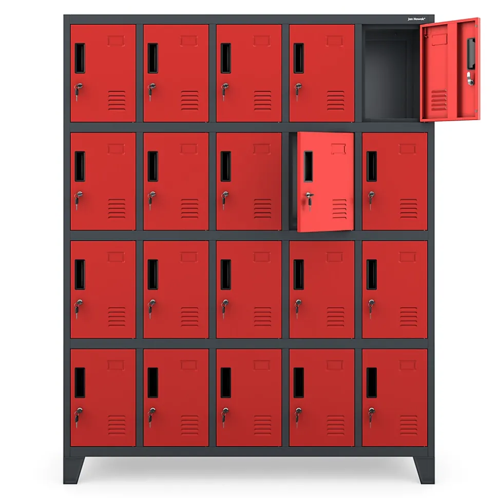 Armoire vestiaire à casiers ROBERT 1360 x 1720 x 450 mm rouge