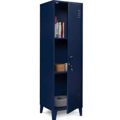 Armoire vestiaire ESTER 1 porte métal bleu foncé design industriel