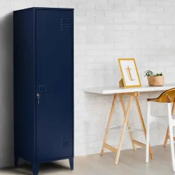 Armoire vestiaire ESTER 1 porte métal bleu foncé design industriel