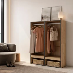 Armoire Vestiaire ouvert 120x35x145cm couleur chêne