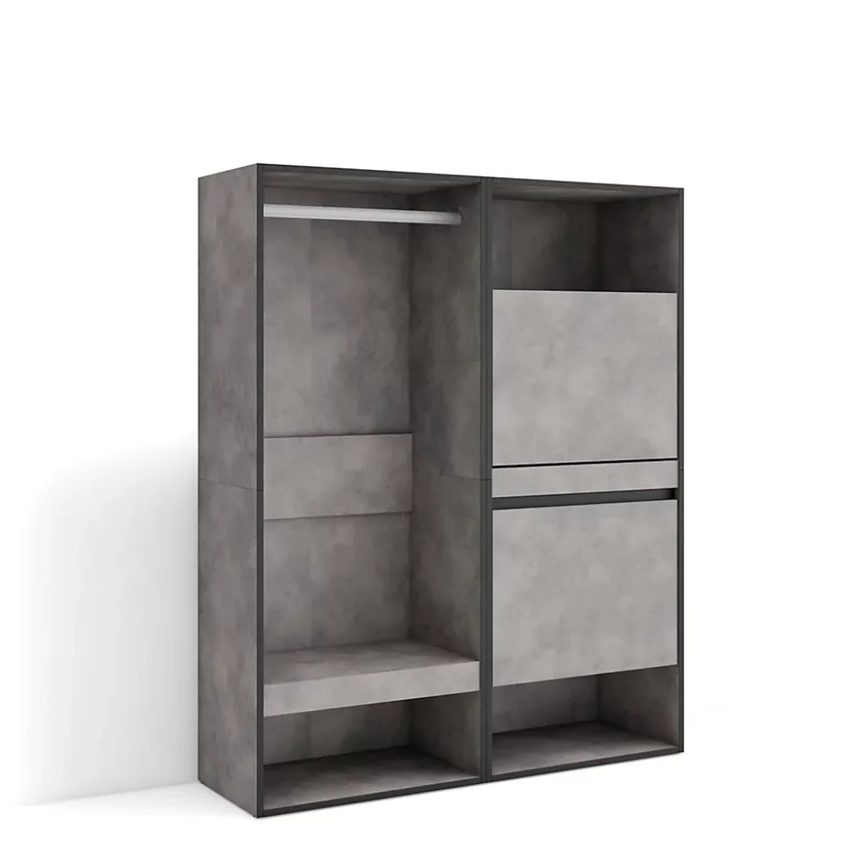 Armoire Vestiaire ouvert meuble chaussures 120x35x145cm couleur gris