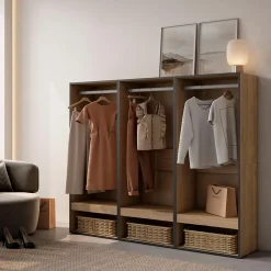 Armoire Vestiaire ouvert 180x35x145cm couleur chêne