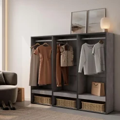 Armoire Vestiaire ouvert 180x35x145cm couleur gris ciment