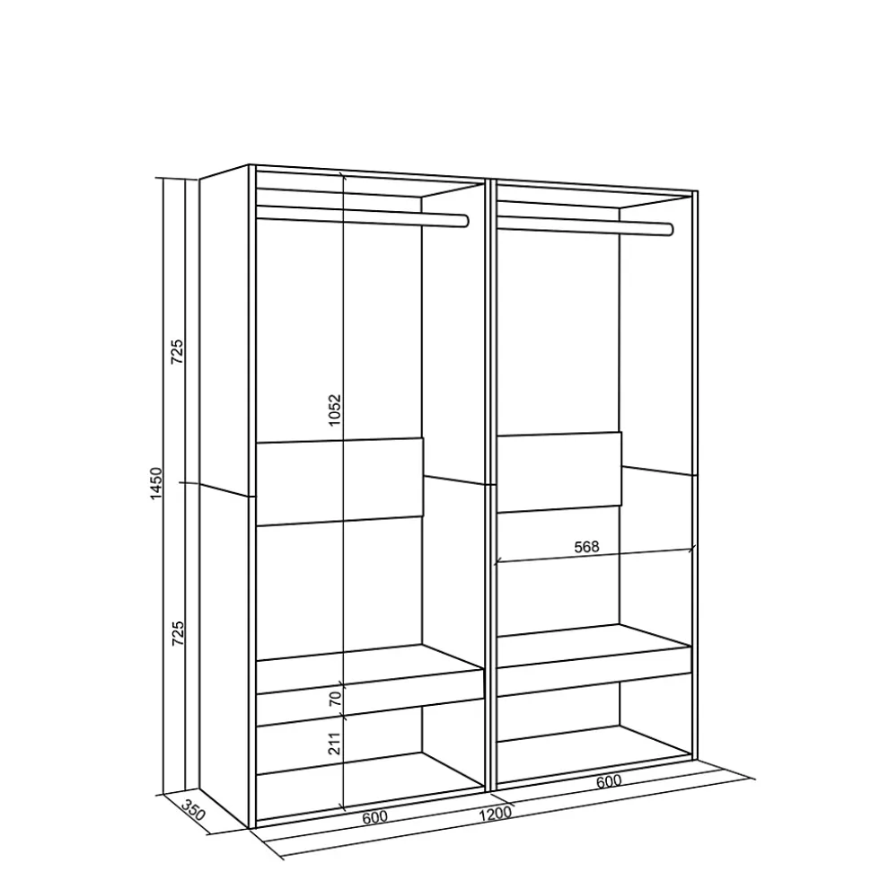 Armoire Vestiaire ouvert 120x35x145cm couleur gris ciment