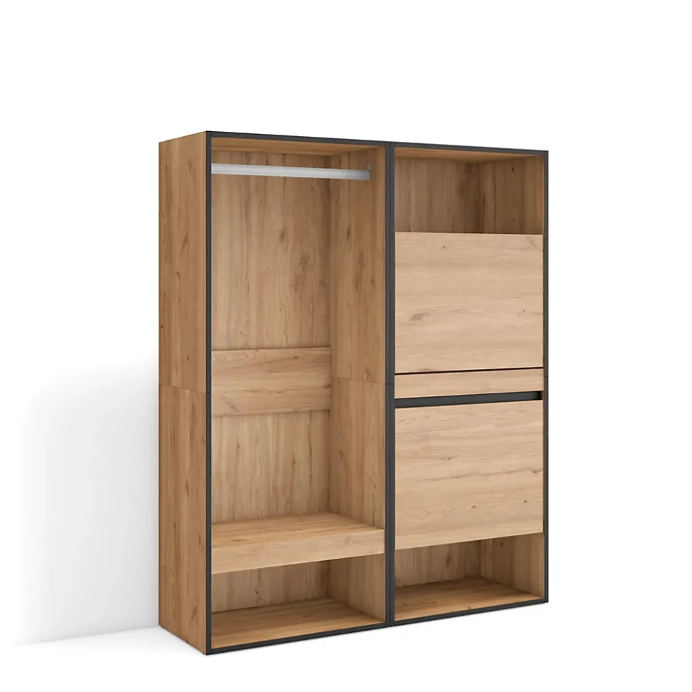 Armoire Vestiaire ouvert meuble chaussures 120x35x145cm couleur chêne