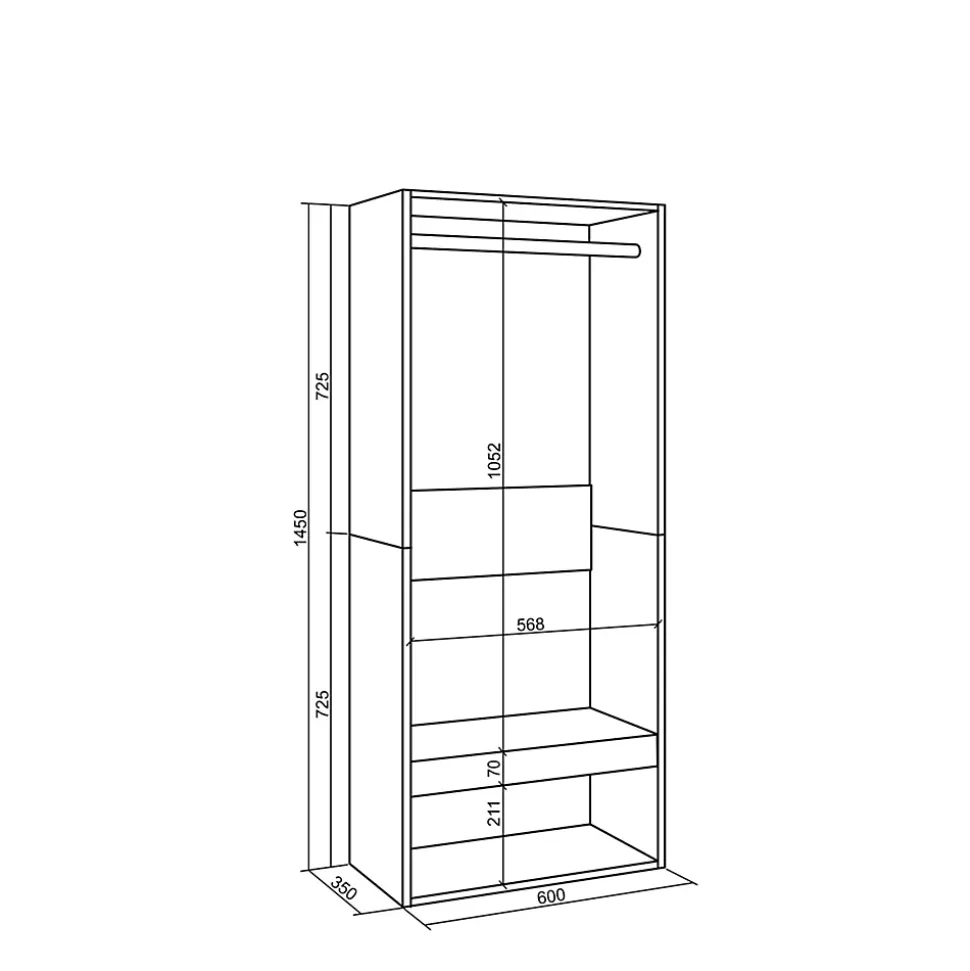 Armoire Vestiaire ouvert 60x35x145cm couleur blanc