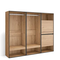 Armoire Vestiaire ouvert meuble chaussures 180x35x145cm couleur chêne