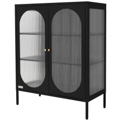 Armoire vitrine 80x102,5x40 cm, noir, vitrine avec 3 étagères/rayons & 2 portes