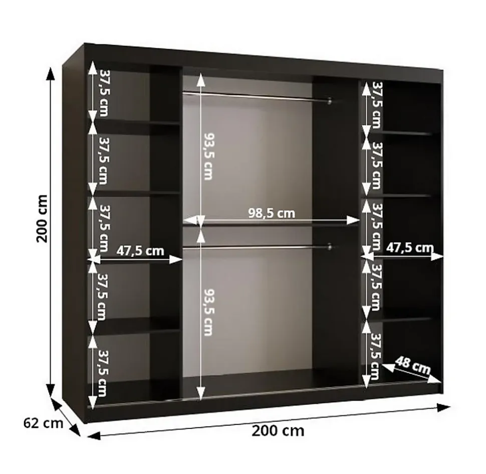 Armoire Zaluzja a portes coulissantes H. 200 x L. 200 x P. 62 2 portes