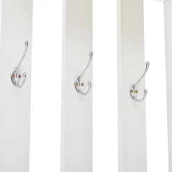 Armoires compactes d'entrée,85x33,5x200cm,blanc, avec 2 armoires, verre trempé, banc à chaussures rembourré