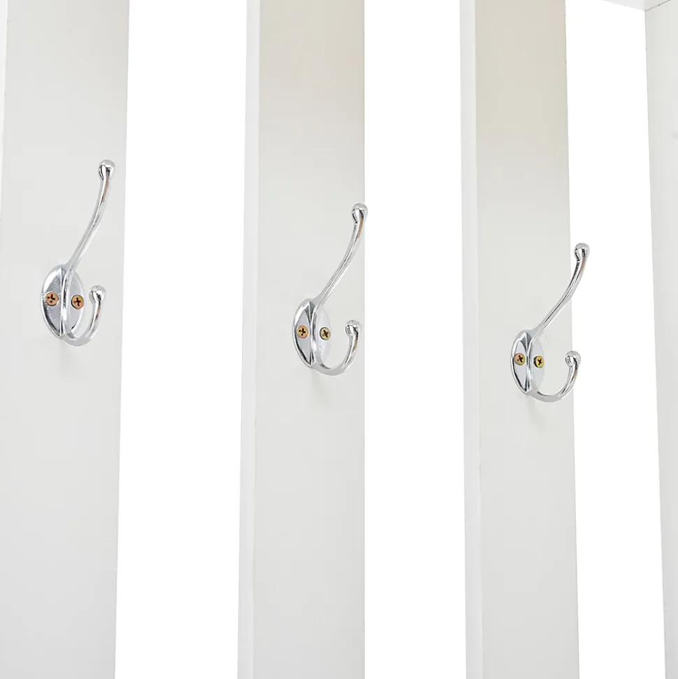 Armoires compactes d'entrée,85x33,5x200cm,blanc, avec 2 armoires, verre trempé, banc à chaussures rembourré