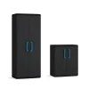 Armoires Keter Quadra noir et bleu haute l.68 x H.166 x P.39 cm + basse l.68 x H.83 x P.39 cm