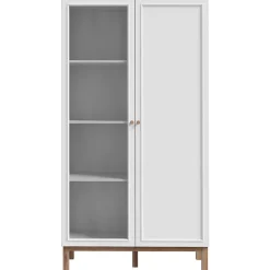 Armoirette vitrée décor gris et chêne avec portes réversibles - UDINE