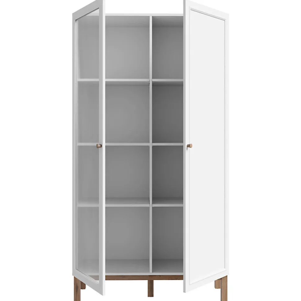 Armoirette vitrée décor gris et chêne avec portes réversibles - UDINE