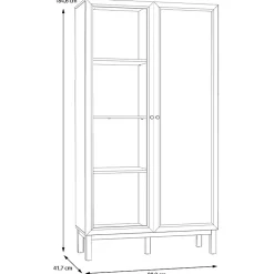 Armoirette vitrée décor gris et chêne avec portes réversibles - UDINE