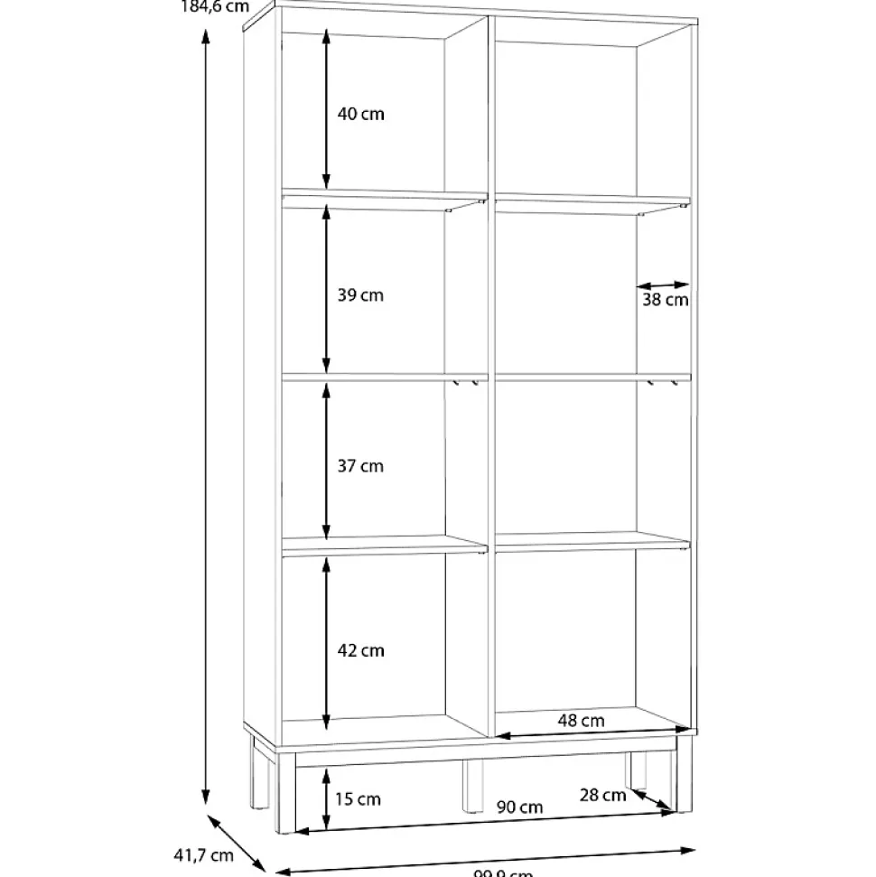 Armoirette vitrée décor gris et chêne avec portes réversibles - UDINE