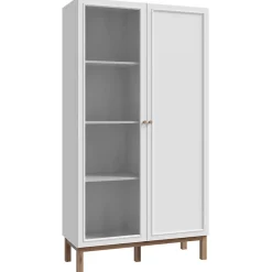 Armoirette vitrée décor gris et chêne avec portes réversibles - UDINE