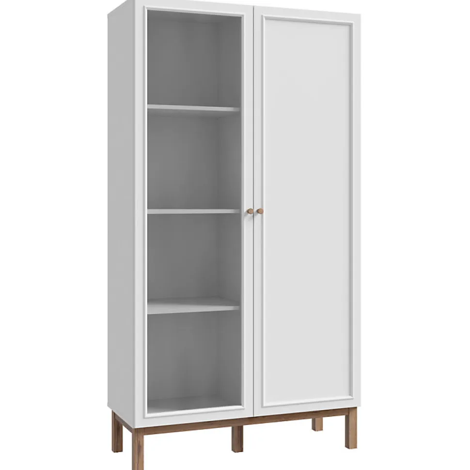 Armoirette vitrée décor gris et chêne avec portes réversibles - UDINE