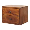 Artisan Furniture Bois massif Solis châtaignier table de chevet à fixation murale, 2 tiroirs, marron foncé